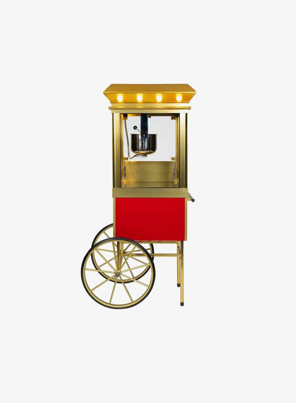 Machine à pop corn en location dorée avec chariot 1
